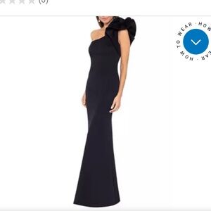 Betsy & Adam Elegant Black One-Shoulder Dress